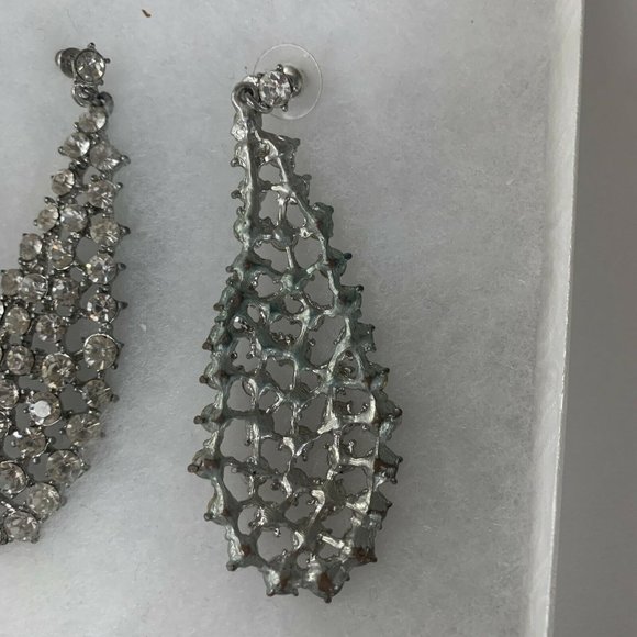 Long Antique ART DECO Rhinestone Paste Drop Dangle Chandelier Earrings - Picture 4 of 6